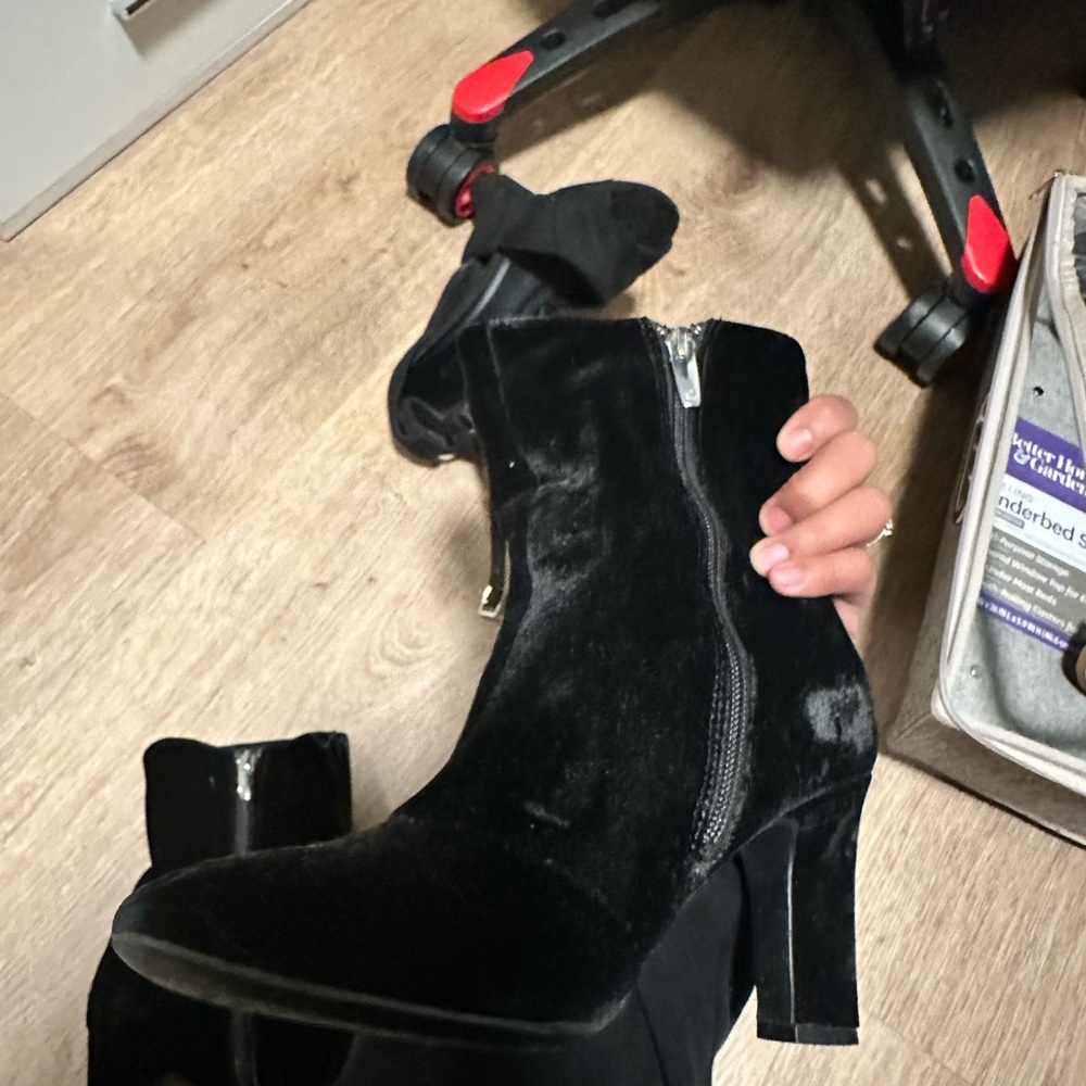 Ralph Lauren Black Velvet Heeled Boots